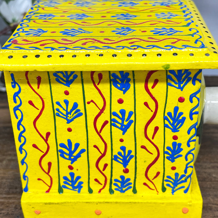 Handcrafted Wooden Mini Cabinet with Ceramic Drawer | Decorative Storage Organizer