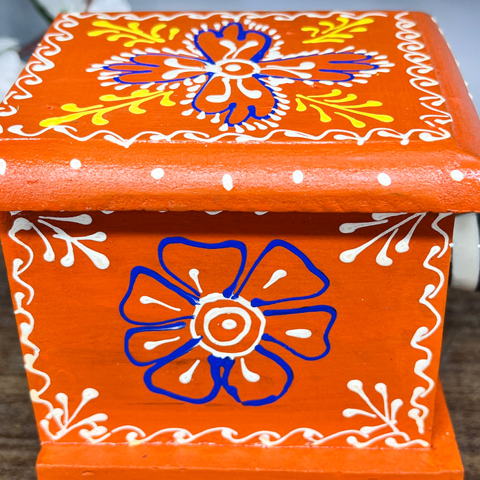 Handcrafted Wooden Mini Storage Drawer with Hand-Painted Ceramic Drawer | Decorative Organizer for Jewelry, Keys & Accessories