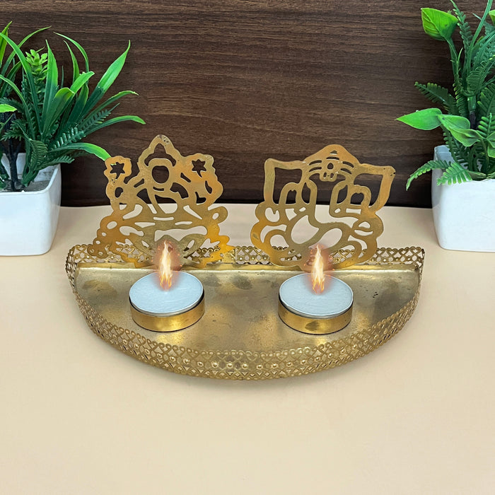 Handmade Handicraft Shadow Ganesh Lakshmi Tea Light Holder