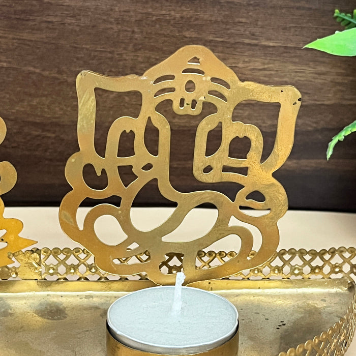 Handmade Handicraft Shadow Ganesh Lakshmi Tea Light Holder