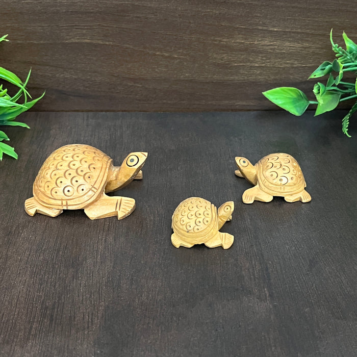 Handcrafted Wooden Turtle Figurines