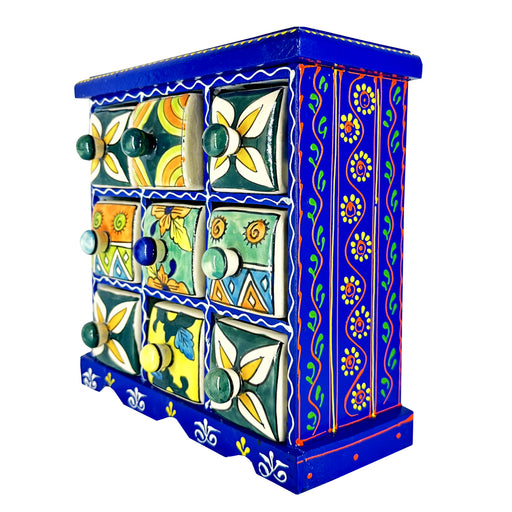 Buy Our Premium Wooden And Ceramic 9 Drawer Box Decorative Showpiece 