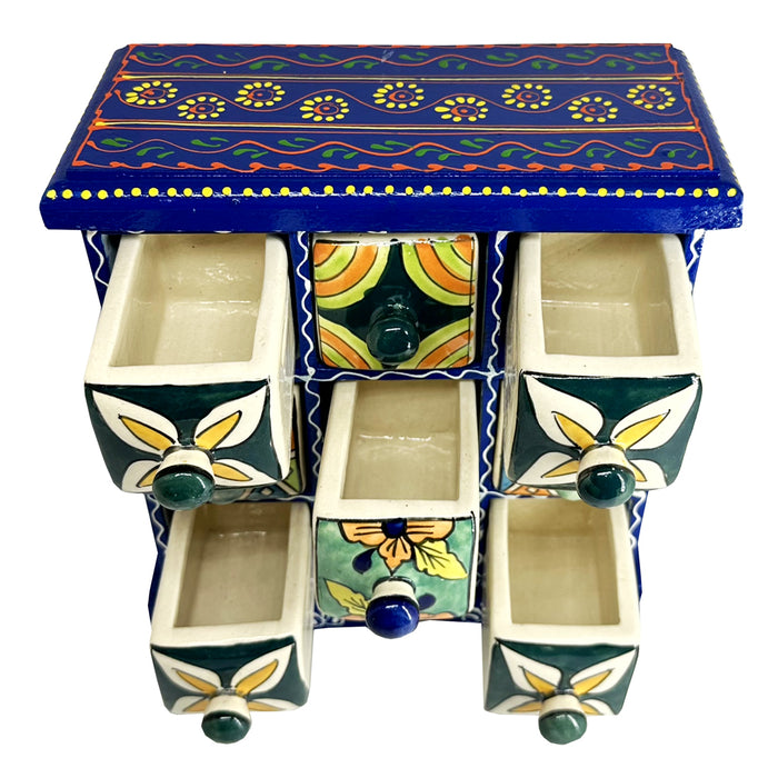 Buy Our Premium Wooden And Ceramic 9 Drawer Box Decorative Showpiece 
