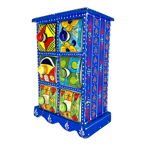 Premium Blue Wooden And Ceramic 6 Drawer Box Decorative Box | Buy Now