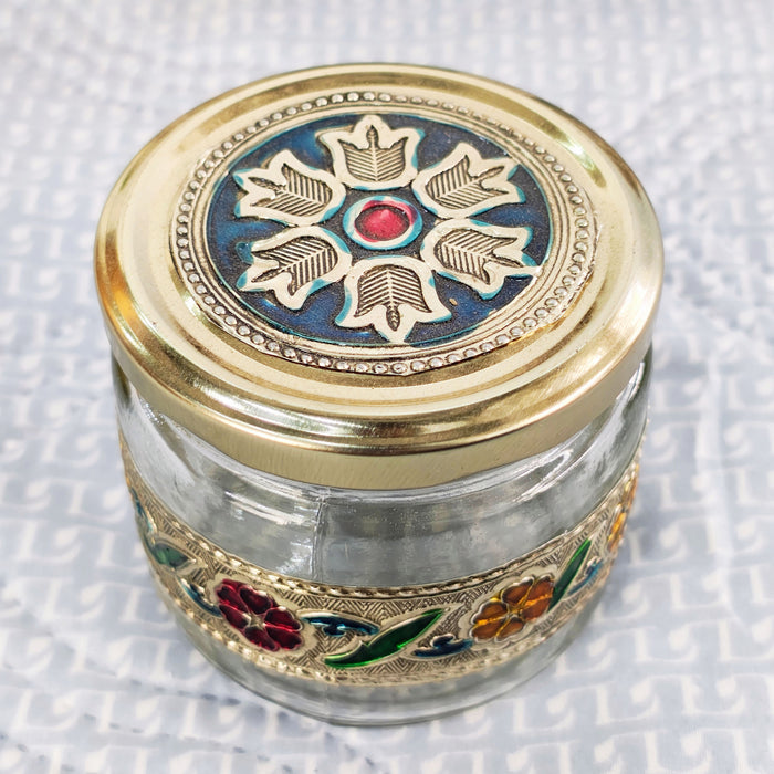 Handcrafted Peacock Dry Fruit Jar Set with Decorative Tray | Glass Storage Jars