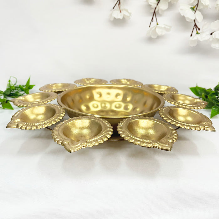 Elevate your Diwali celebrations with this exquisite metal diya urli