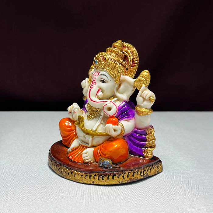Handmade Resin Sitting Ganesh Statue for Temple Decor