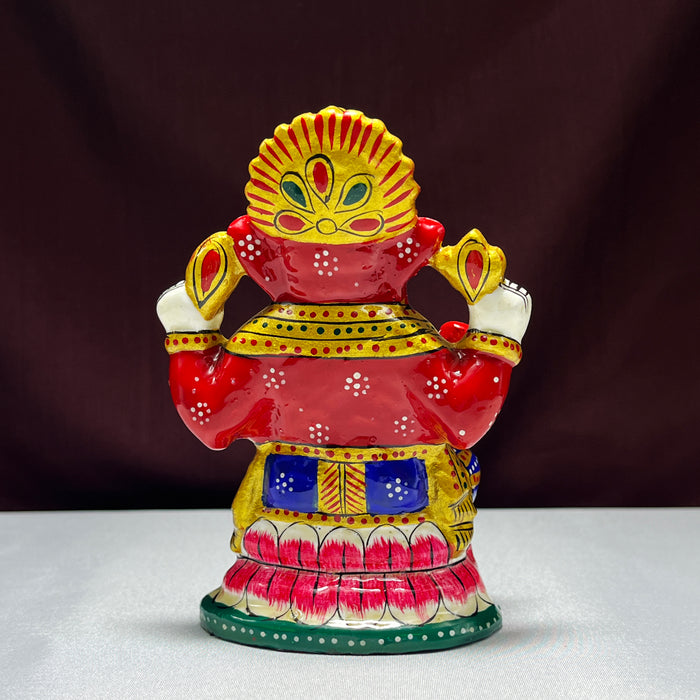 Handcrafted Meenakari Mukut Ganesha Metal Statue