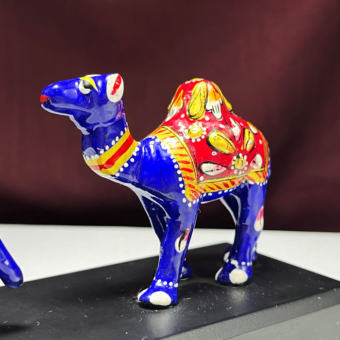 Sculpted Elegance: Elephant Camel Horse Set with Pawti Stand