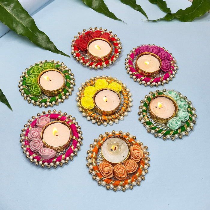 Diwali Candle Holder with Floral Design for Home Décor (pack of 4)