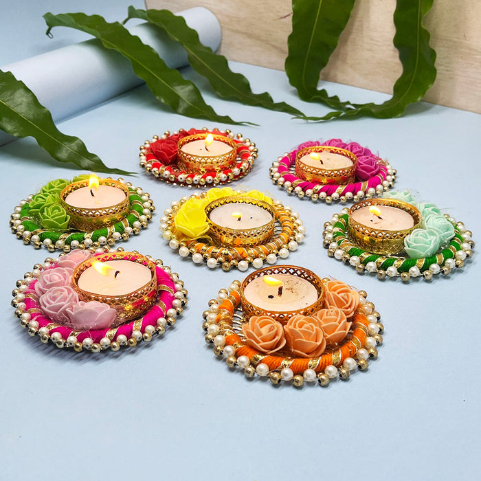 Diwali Candle Holder with Floral Design for Home Décor (pack of 4)