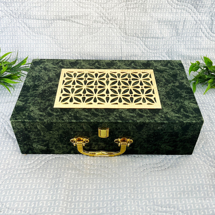 Luxurious Velvet Dry Fruit Box with Four Glass Containers