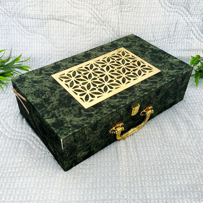 Luxurious Velvet Dry Fruit Box with Four Glass Containers