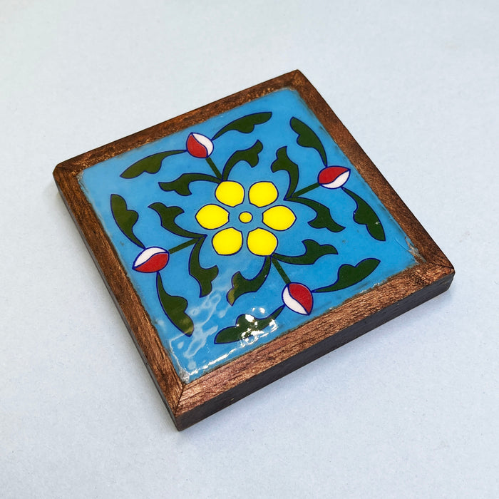 Hand-Painted Ceramic Coaster Set with Artistic Design