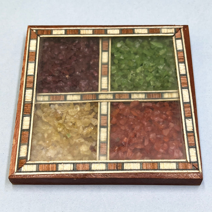 Unique Wooden Coaster Set with Colorful Stone Inlay