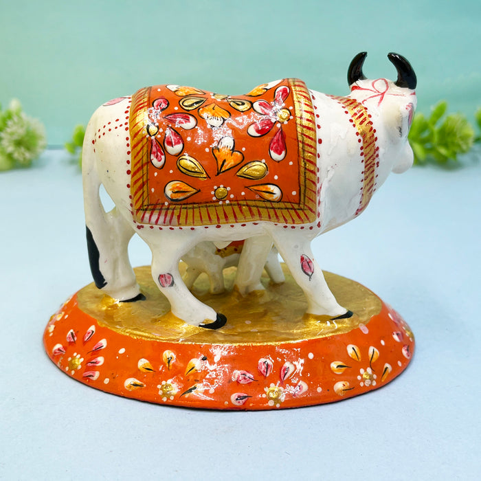 Traditional Meenakari Metal Cow Statue – Elegant Decor Piece