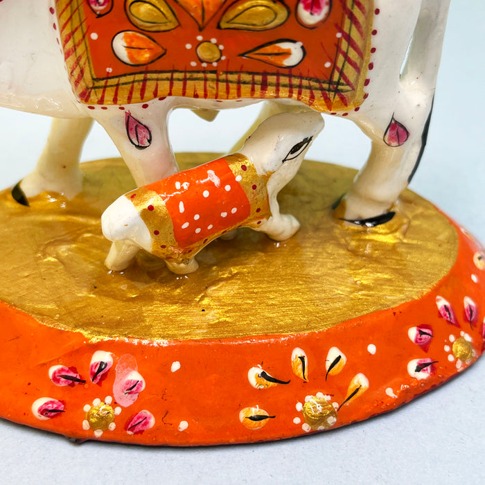 Traditional Meenakari Metal Cow Statue – Elegant Decor Piece