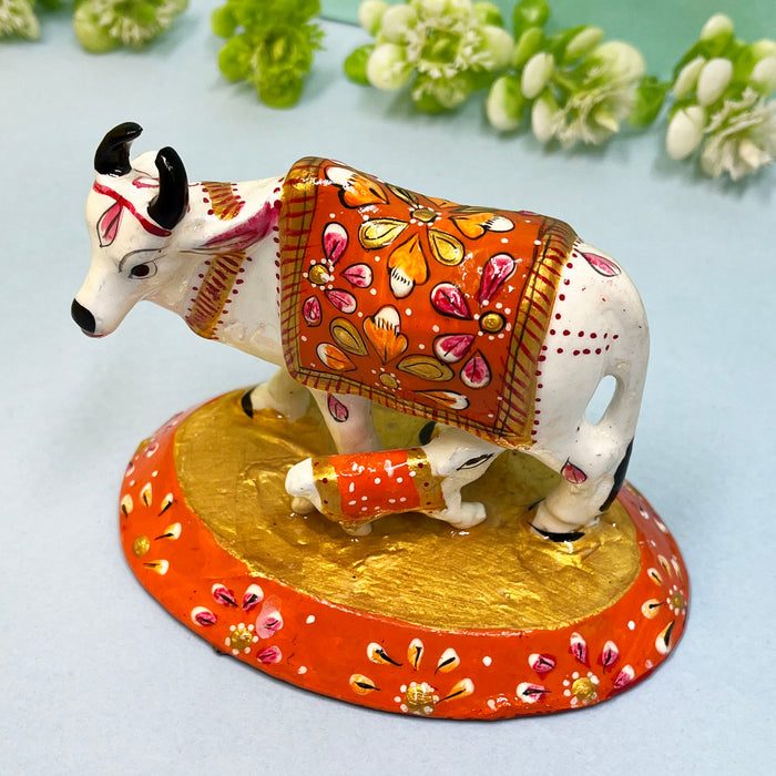 Traditional Meenakari Metal Cow Statue – Elegant Decor Piece