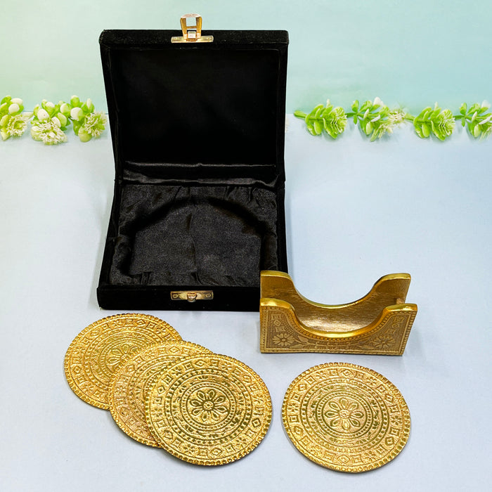 Elegant Metal Tea Coaster Set with Traditional Design