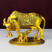 Metal Kamdhenu Cow and Calf with Goddess Laxmi Sculpture