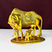 Metal Kamdhenu Cow and Calf Brass Sculpture