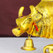 Metal Kamdhenu Cow and Calf with Goddess Laxmi Sculpture