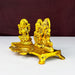 Metal Laxmi Ganesha Saraswati Idols with Diya on Leaf Chowki