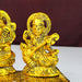 Metal Laxmi Ganesha Saraswati Idols with Diya on Leaf Chowki