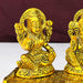 Metal Laxmi Ganesha Saraswati Idols with Diya on Leaf Chowki