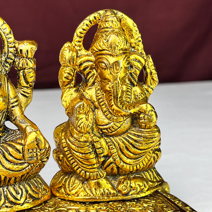 Brass Finish Metal Laxmi Ganesh Diya