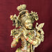 Copper Finish Lord Krishna Playing Flute with Cow Sculpture