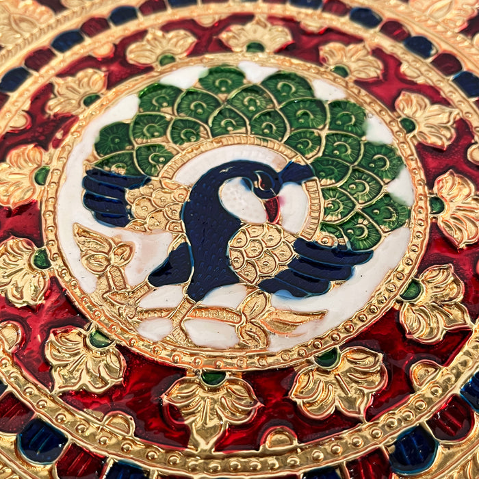 Handcrafted Peacock Decorative Coaster Set with Holder | Marble Tea Coasters