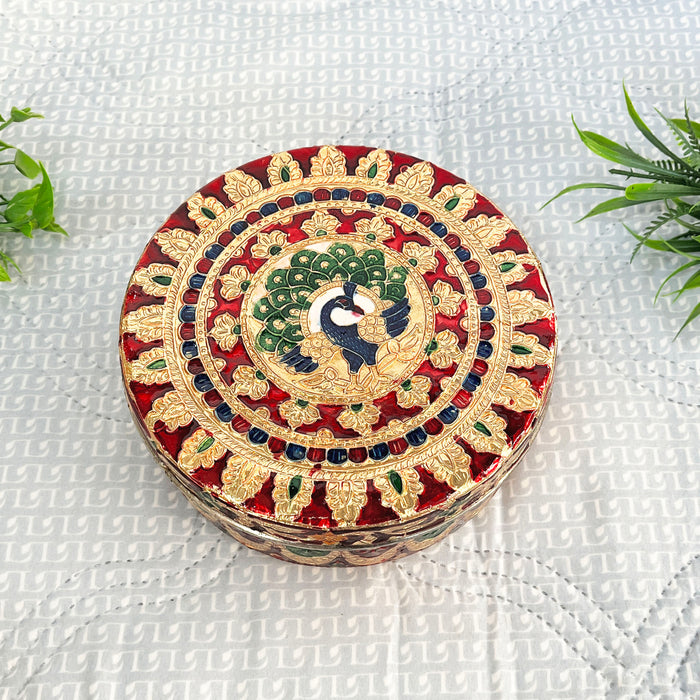 Handcrafted Peacock Decorative Coaster Set with Holder | Marble Tea Coasters
