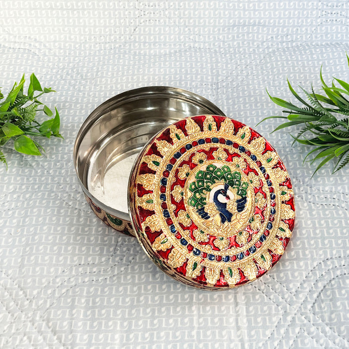 Handcrafted Peacock Decorative Coaster Set with Holder | Marble Tea Coasters