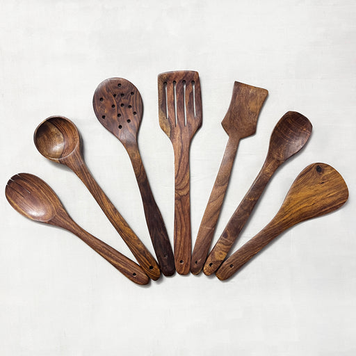 Wooden Serving Spoons Online | 7 Wooden Kitchen Utensil Set