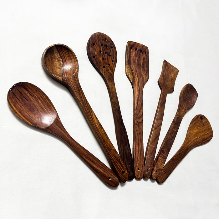 Wooden Serving Spoons Online | 7 Wooden Kitchen Utensil Set