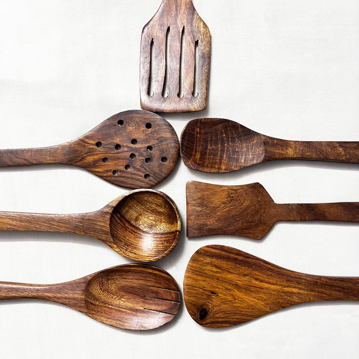 Wooden Serving Spoons Online | 7 Wooden Kitchen Utensil Set