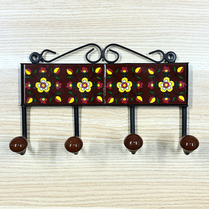 Beautiful Ceramic and Iron Key Holder with Floral Design