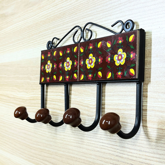 Beautiful Ceramic and Iron Key Holder with Floral Design