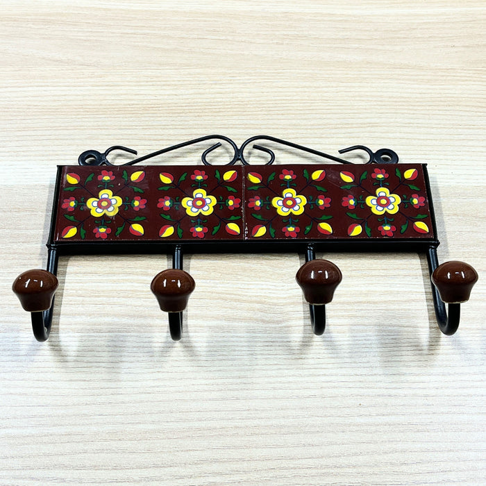 Beautiful Ceramic and Iron Key Holder with Floral Design