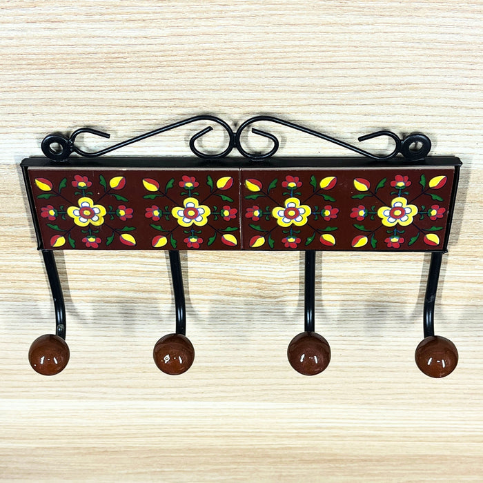 Beautiful Ceramic and Iron Key Holder with Floral Design