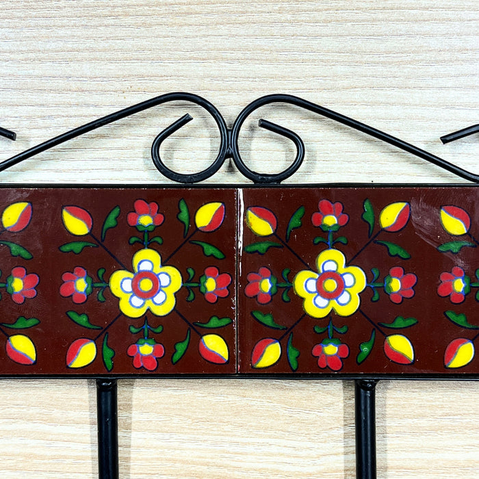 Beautiful Ceramic and Iron Key Holder with Floral Design