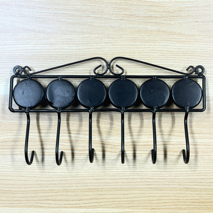 Handcrafted Yellow Ceramic and Iron Wall Hook Rack