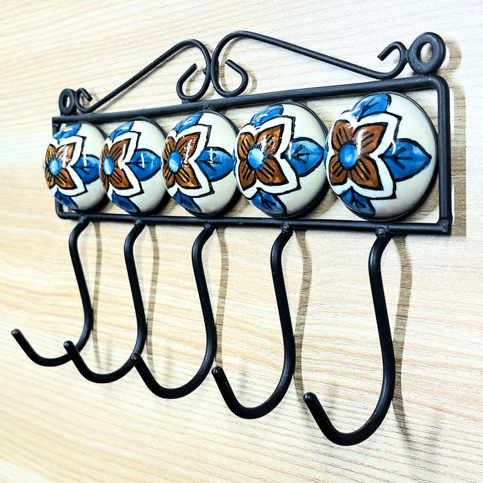 Classic Ceramic and Iron Wall Hook Rack