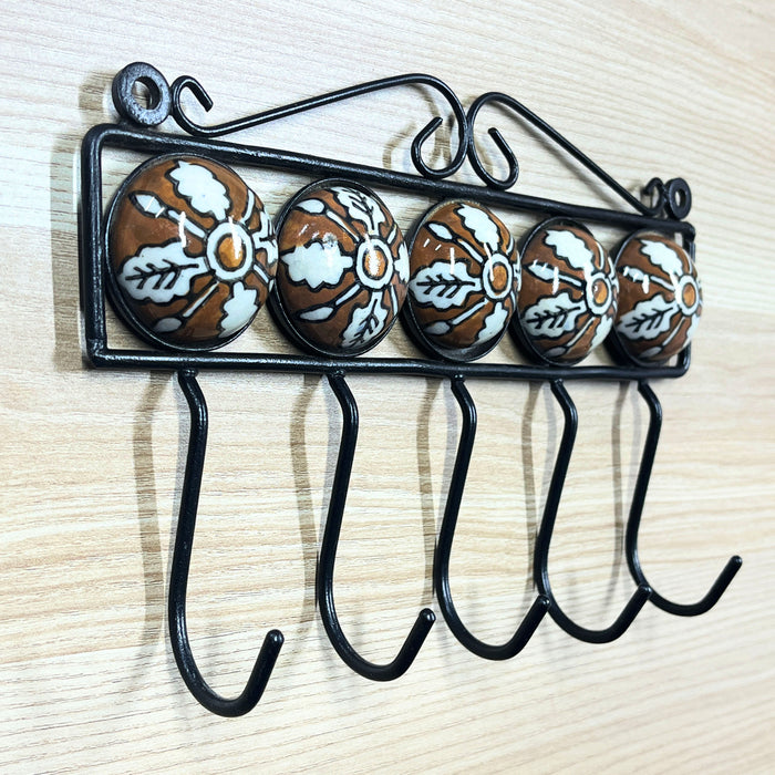 Beautiful Ceramic Tiles Iron Key Holder Stylish Ceramic and Iron Wall Hook