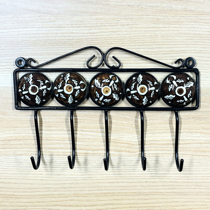 Decorative Ceramic and Iron Wall Hook Organizer