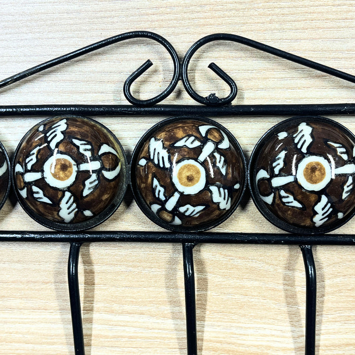 Decorative Ceramic and Iron Wall Hook Organizer