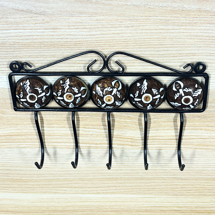 Decorative Ceramic and Iron Wall Hook Organizer