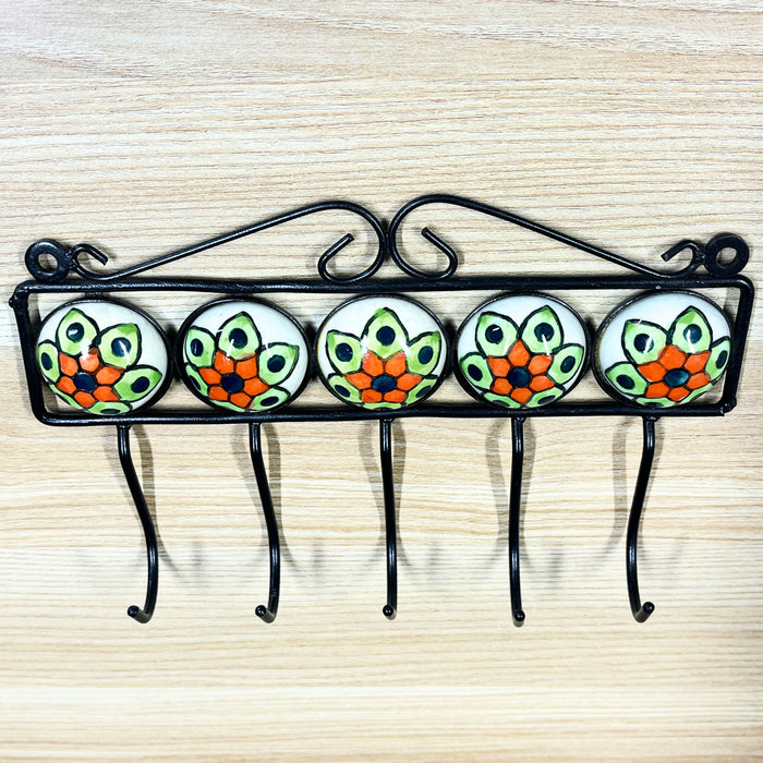 Chic Ceramic and Iron Wall Hook Organizer