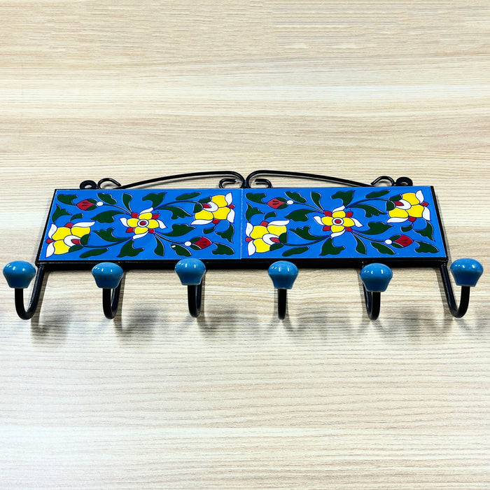 Colorful Ceramic &amp; Iron Key Holder with 6 Hooks